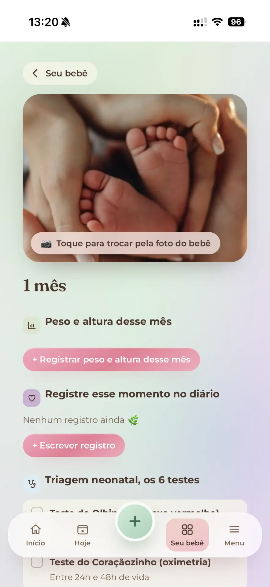 Cada mês do bebê