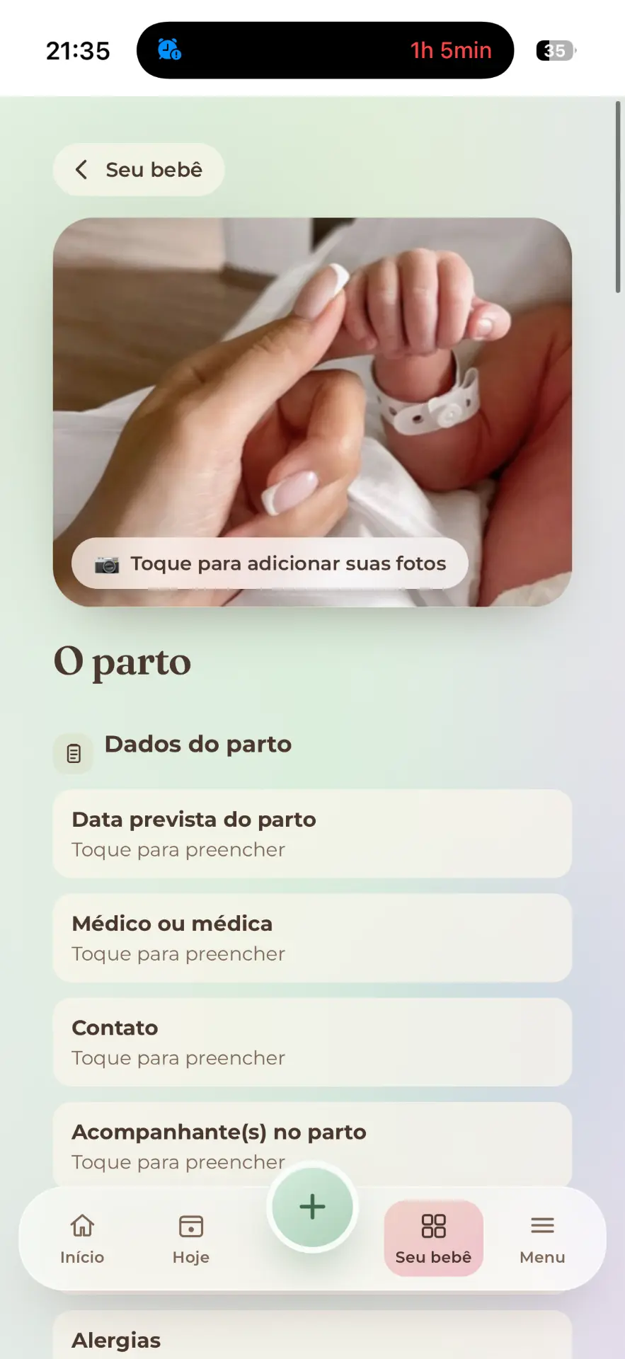 Parto, mala e nascimento