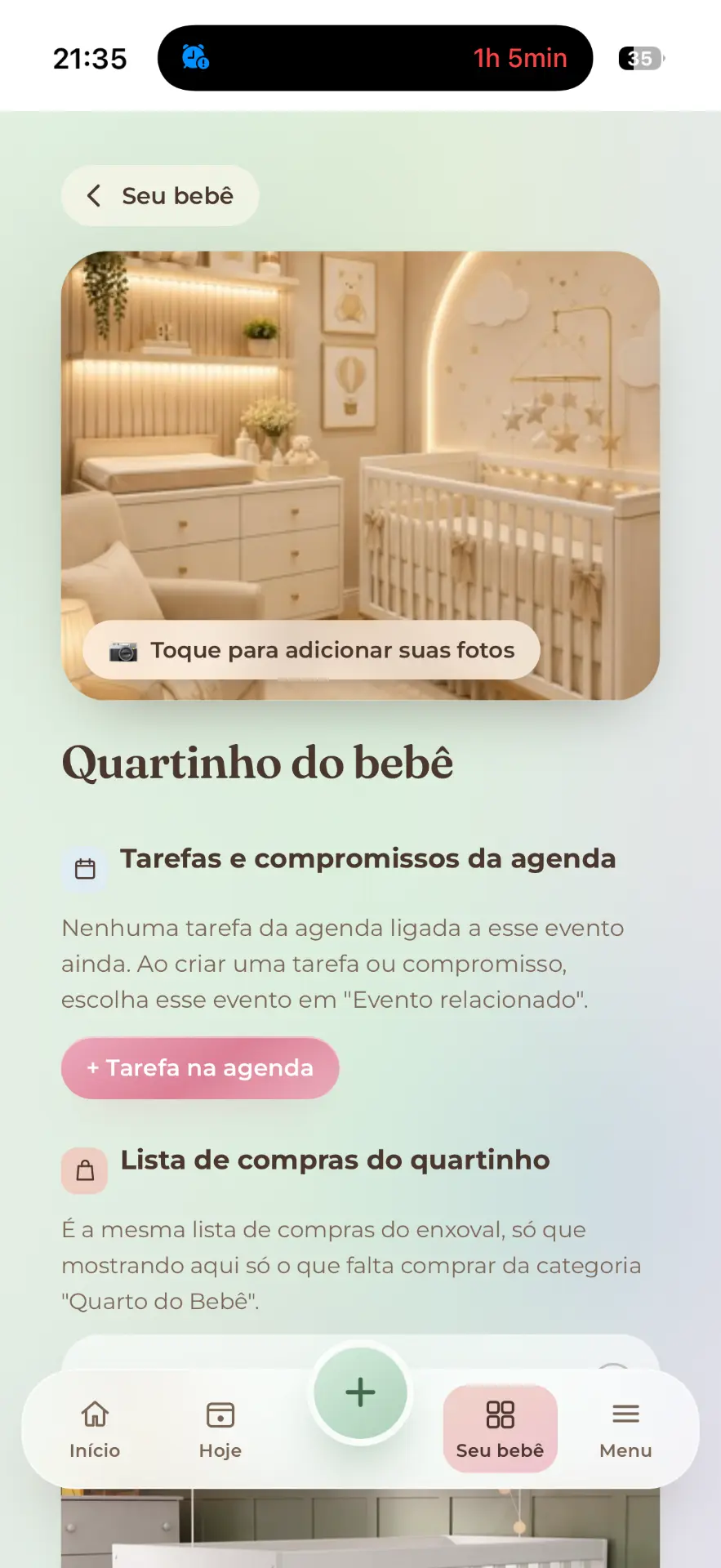 Chá de bebê e quartinho
